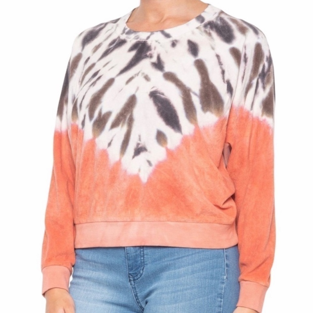 Young Fabulous & Broke Orange Rowan Crew Terry Henna Pluto Tie Dye Sweatshirt